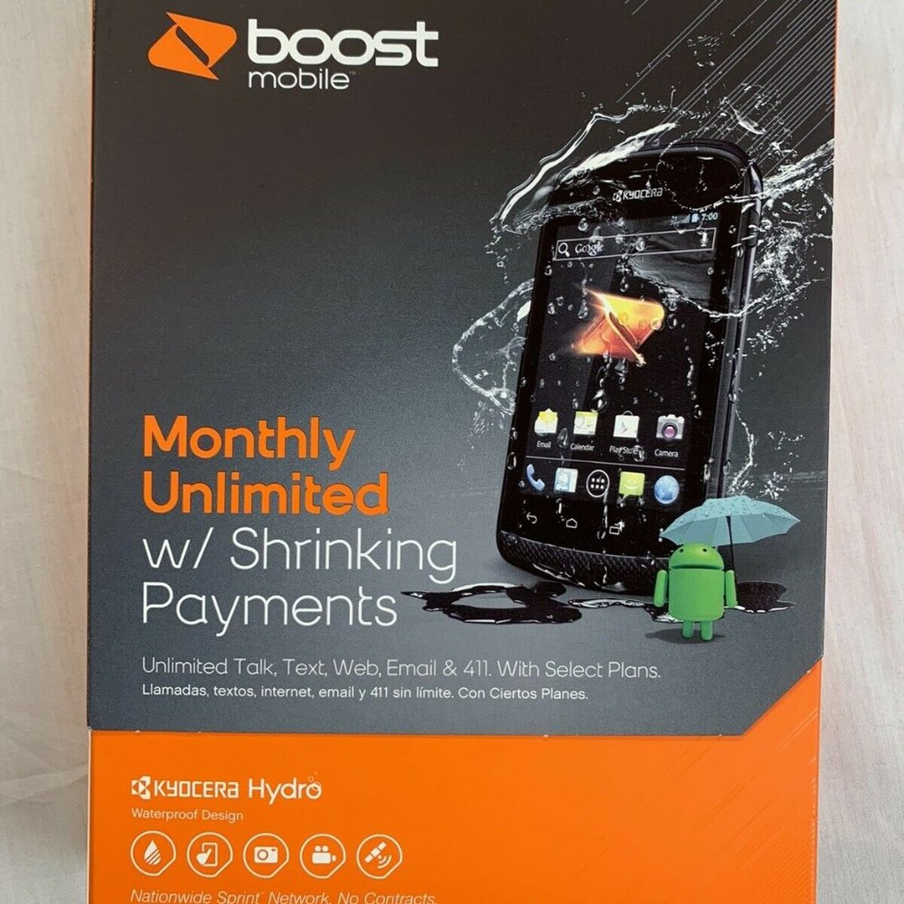 Boost Mobile Prepaid Phone Kyocera Hydro Waterproof Design